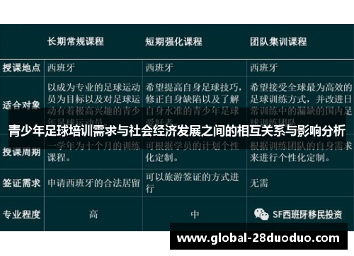 青少年足球培训需求与社会经济发展之间的相互关系与影响分析