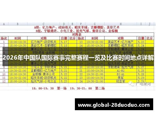 2026年中国队国际赛事完整赛程一览及比赛时间地点详解